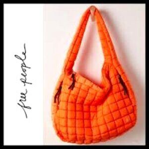 Like New Free People Quilted Carryall Electric Orange EUC